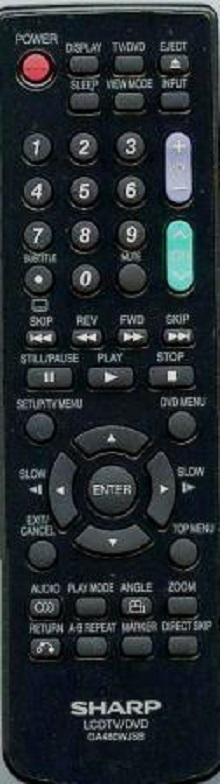 SHARP 076B0MR030 - SHARP GA480WJSB, 9JD076BOMR030 TV/DVD Remote