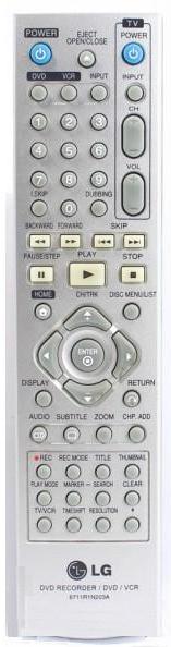 LG 6711R1N203A DVD/VCR Remote