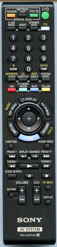 SONY RM-ADP034 BLU RAY Remote