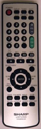 SHARP RRMCGA480WJSA GA480WJSA TV/DVD Remote