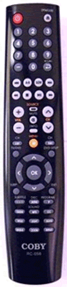 COBY TF-DVD1973 TV/DVD Remote